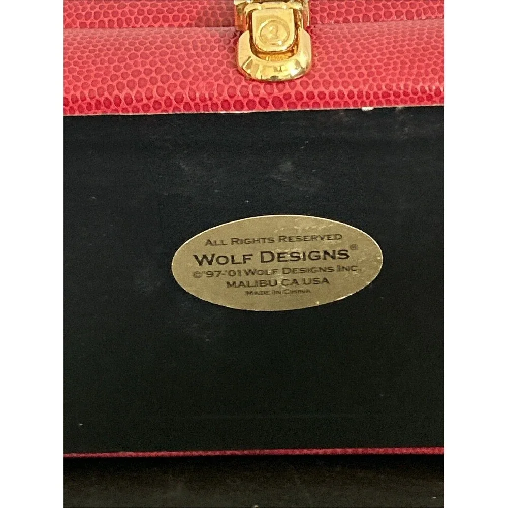 Vintage WOLF DESIGNS Red Lizard Leather Travel Jewelry Watch Case Organizer